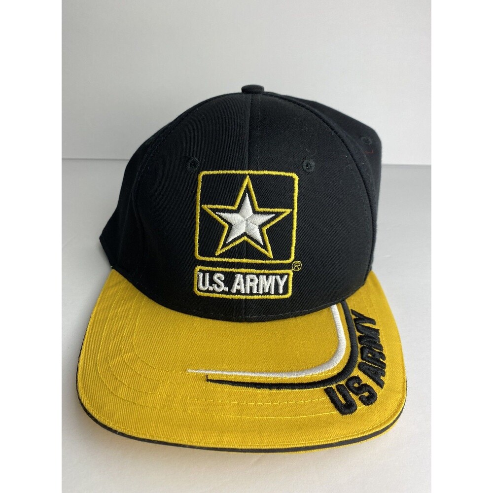 US Army Hat GoArmy.com Baseball Cap Made In USA Black and Yellow New w/out Tag